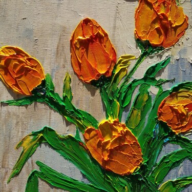 Schilderij getiteld "Tulips" door Lena Vanli, Origineel Kunstwerk, Olie
