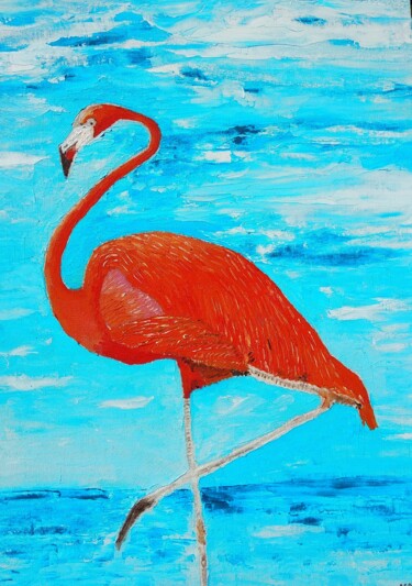 Peinture intitulée "Flamingo" par Lena Vanli, Œuvre d'art originale, Huile