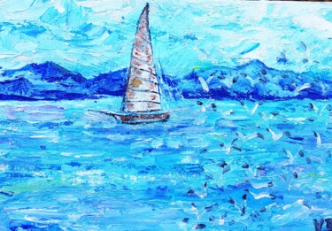 Pittura intitolato "Seacoast/serie sea/…" da Lena Vanli, Opera d'arte originale, Olio