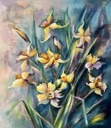 Peinture intitulée "NARCISSI II" par Lena Zoria, Œuvre d'art originale, Huile Monté sur Châssis en bois