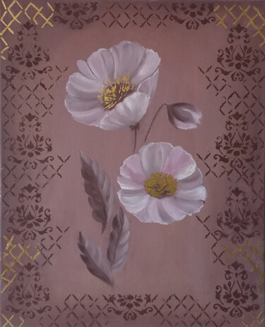 Painting titled "Field poppy" by Elena Makhonina, Original Artwork, Oil Mounted on Wood Stretcher frame