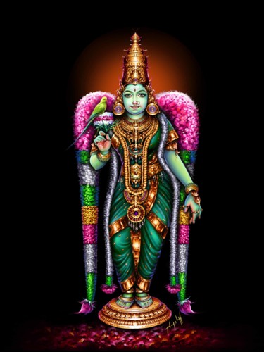 Digital Arts titled "Madurai Meenakshi,…" by Lena Bharathi, Original Artwork, Digital Painting