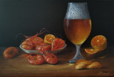 Painting titled "Still life with shr…" by Elena Lyutcher, Original Artwork, Oil Mounted on artwork_cat.