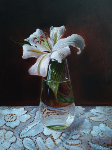 Painting titled "Still life with a l…" by Elena Lyutcher, Original Artwork, Oil Mounted on artwork_cat.
