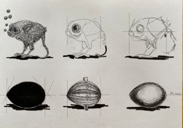 Desenho intitulada "3qohoi / The Metamo…" por Leni Smoragdova, Obras de arte originais, Marcador