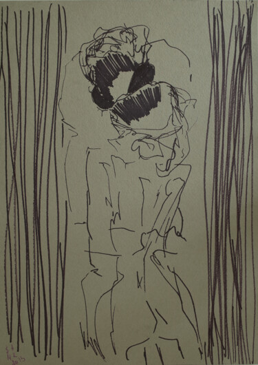 Drawing titled "2c98we / Lovers Dra…" by Leni Smoragdova, Original Artwork, Conté