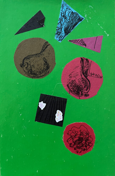 Collagen mit dem Titel "3hn, / Chessboard -…" von Leni Smoragdova, Original-Kunstwerk, Collagen