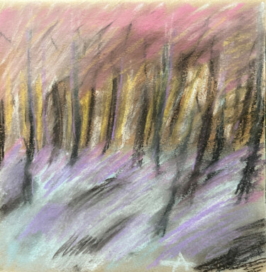 Drawing titled "134{ / Forest - {$M}" by Leni Smoragdova, Original Artwork, Pastel