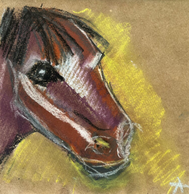 Desenho intitulada "3rwD / Horse - {$M}" por Leni Smoragdova, Obras de arte originais, Pastel