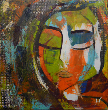 Painting titled "FATIMA" by Lénon B, Original Artwork, Acrylic Mounted on Wood Stretcher frame