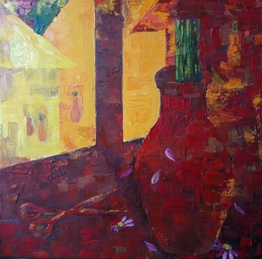 Pittura intitolato ""Yellow City"" da Leo Adam (Leonid Shatsylo), Opera d'arte originale, Olio