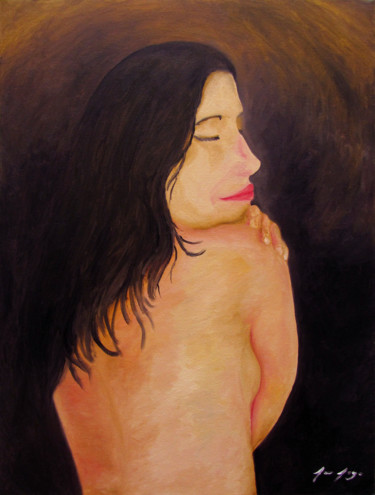 Schilderij getiteld "Tatuagem" door Leo Du Lac, Origineel Kunstwerk, Olie