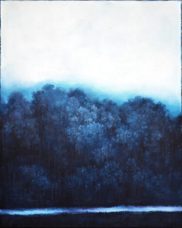 Картина под названием "Blue White Abstract…" - Leon Grossmann, Подлинное произведение искусства, Акрил