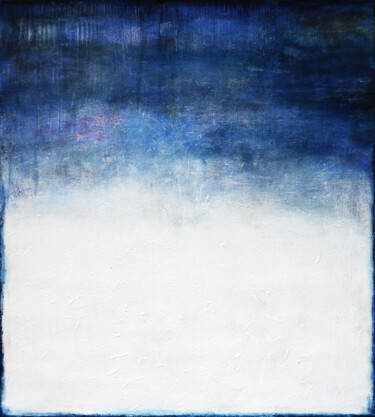 Schilderij getiteld "Blue White Grey Abs…" door Leon Grossmann, Origineel Kunstwerk, Acryl