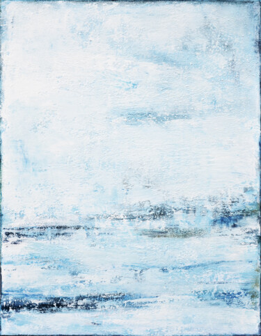 Pittura intitolato "White Blue Abstract…" da Leon Grossmann, Opera d'arte originale, Acrilico