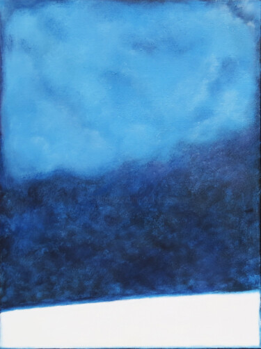 Pintura intitulada "Blue White Abstract…" por Leon Grossmann, Obras de arte originais, Acrílico
