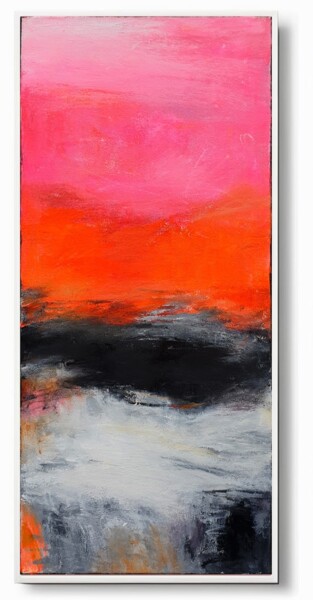 Malerei mit dem Titel "Orange Grey Abstrac…" von Leon Grossmann, Original-Kunstwerk, Acryl