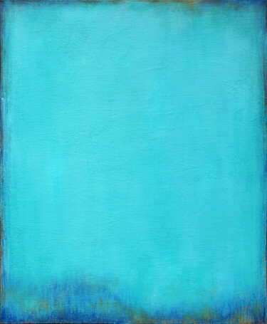 Painting titled "Teal Blue Abstract…" by Leon Grossmann, Original Artwork, Acrylic Mounted on Wood Stretcher frame