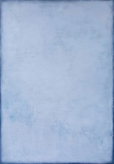 Painting titled "Light Blue Abstract…" by Leon Grossmann, Original Artwork, Acrylic Mounted on Wood Stretcher frame