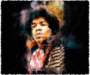 Цифровое искусство под названием "Jimi Hendrix 001" - Leonardo Lillian, Подлинное произведение искусства, Цифровая живопись