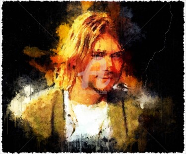 Digital Arts titled "Kurt Cobain 001" by Leonardo Lillian, Original Artwork, Digital Painting