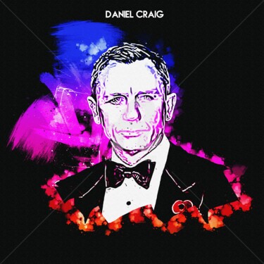 Digital Arts titled "Daniel Craig 001" by Leonardo Lillian, Original Artwork, Digital Painting