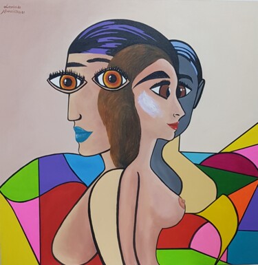 Pittura intitolato "Faces de Mulher" da Leonardo Nogueira, Opera d'arte originale, Acrilico