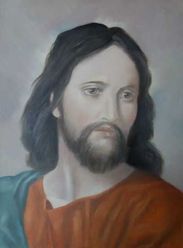 Schilderij getiteld "Jesus Christ" door Leonardo Venezia, Origineel Kunstwerk, Olie