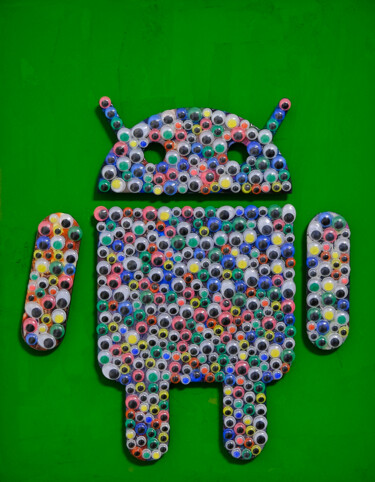 Escultura intitulada "Google Android - Mi…" por Leonard Radu Chioveanu, Obras de arte originais, Alumínio Montado em Painel…