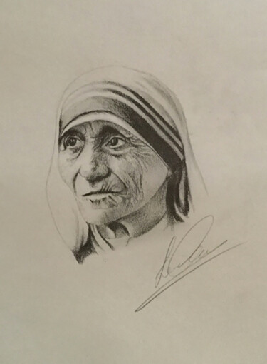 "Madre Teresa di Cal…" başlıklı Resim Carmelo Leone tarafından, Orijinal sanat, Kalem Diğer sert panel üzerine monte edilmiş