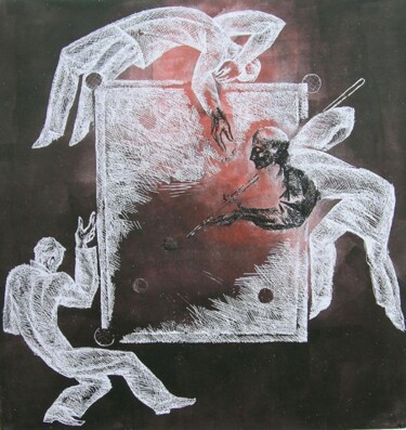Peinture intitulée "Billiard" par Leonid Zikeev, Œuvre d'art originale, Eau-forte