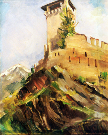 Malerei mit dem Titel "CASTELLO DI SAN MIC…" von Leonida Beltrame, Original-Kunstwerk, Öl