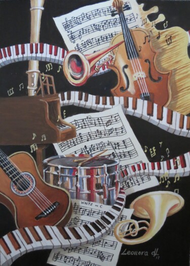 Malerei mit dem Titel "A Rhythm Runs Throu…" von Leonora De Lange, Original-Kunstwerk, Acryl Auf Andere starre Platte montie…