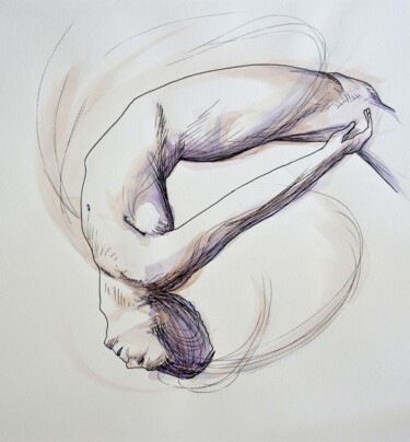 Schilderij getiteld "Salto" door Leopoldo Fernandez Sanchez, Origineel Kunstwerk, Aquarel