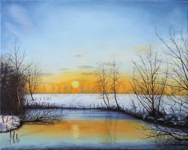 Pittura intitolato "Wintermorgen" da Leo Windeln, Opera d'arte originale, Olio