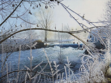 Malerei mit dem Titel "Winter Raureif" von Leo Windeln, Original-Kunstwerk, Öl