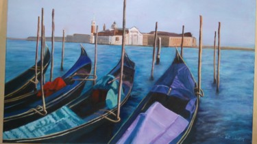 绘画 标题为“Venise les gondoles” 由Marie Christine Le Quer, 原创艺术品, 油