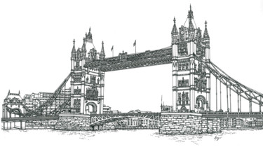 Rysunek zatytułowany „Tower Bridge” autorstwa Lera Ryazanceva, Oryginalna praca, Atrament