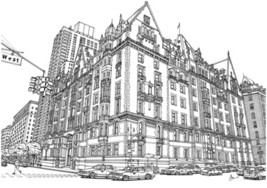 「New York City」というタイトルの描画 Lera Ryazancevaによって, オリジナルのアートワーク, インク
