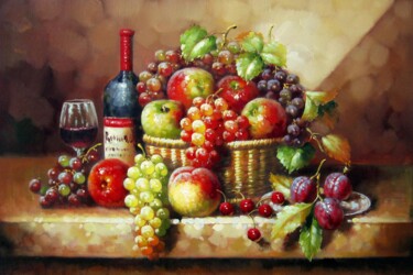 Painting titled "Fruit 108" by Lermay Chang, Original Artwork, Oil Mounted on Wood Stretcher frame