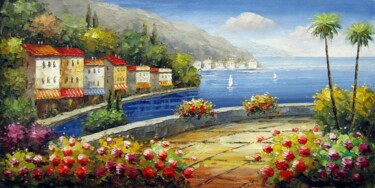 Pintura intitulada "Mediterranean 312" por Lermay Chang, Obras de arte originais, Óleo Montado em Armação em madeira