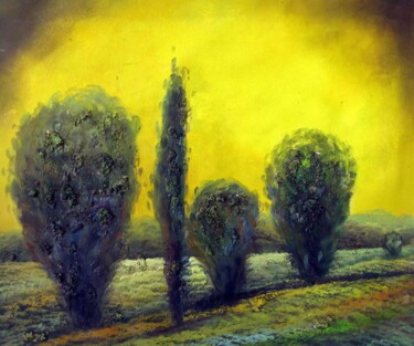 Painting titled "Tuscany 023" by Lermay Chang, Original Artwork, Oil Mounted on Wood Stretcher frame