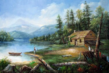 Malerei mit dem Titel "Lakeview 011" von Lermay Chang, Original-Kunstwerk, Öl Auf Keilrahmen aus Holz montiert