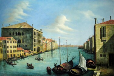 Pittura intitolato "Venice Vintage 005" da Lermay Chang, Opera d'arte originale, Olio Montato su Telaio per barella in legno