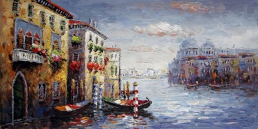 Schilderij getiteld "Venice 412" door Lermay Chang, Origineel Kunstwerk, Olie Gemonteerd op Frame voor houten brancard