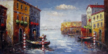 Painting titled "Venice 414" by Lermay Chang, Original Artwork, Oil Mounted on Wood Stretcher frame