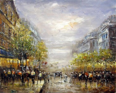 Painting titled "Paris 711" by Lermay Chang, Original Artwork, Oil Mounted on Wood Stretcher frame