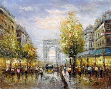 Painting titled "Paris 712" by Lermay Chang, Original Artwork, Oil Mounted on Wood Stretcher frame