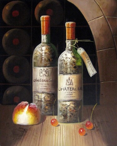 Картина под названием "Wine 509" - Lermay Chang, Подлинное произведение искусства, Масло Установлен на Деревянная рама для н…