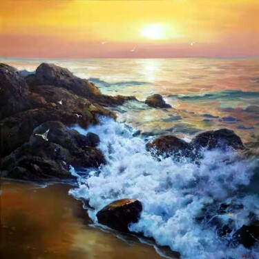 Картина под названием "Seawave 602D" - Lermay Chang, Подлинное произведение искусства, Масло Установлен на Деревянная рама д…